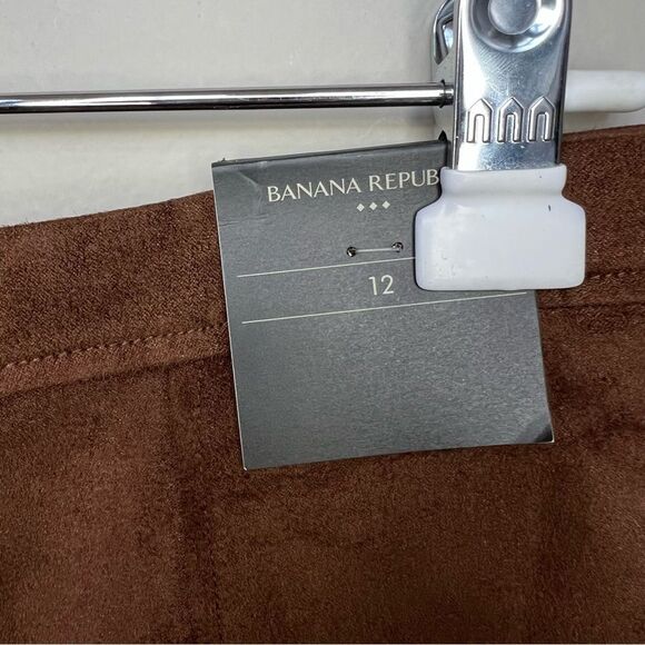 Banana Republic NWT Brown Vegan Faux Suede A-Line Mini Skirt Size 12 - Picture 4 of 14